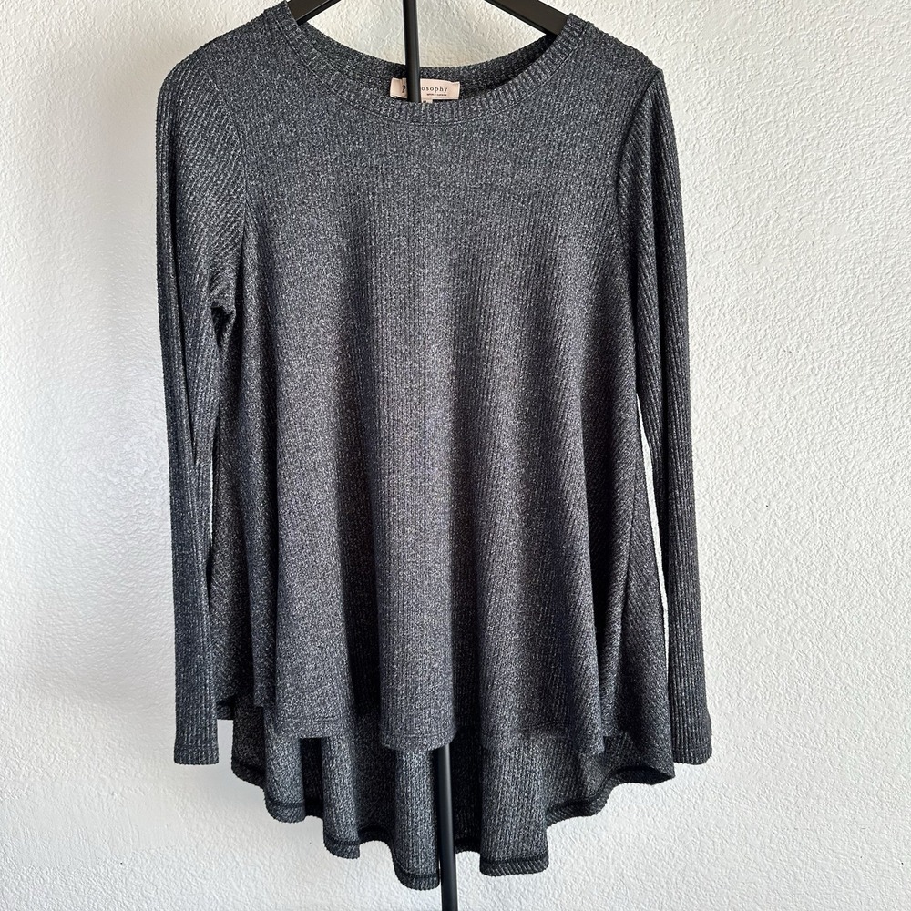 Philosophy Women's Sweater Size M Mediumβ Gray Long Sleeve Knit Pullover